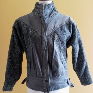 Sold Vintage leather and tweed jacket 80s